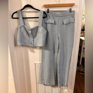 Jason Wu Light Blue tweet Textured Pant suit set size 8